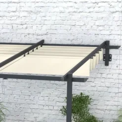 Rootz Havepavillon - Udtrækkeligt tag - Vægmonteret - Metalramme - Stål - Polyester - Cremehvid - 297L x 297W x 200/230H cm