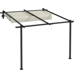 Rootz Havepavillon - Udtrækkeligt tag - Vægmonteret - Metalramme - Stål - Polyester - Cremehvid - 297L x 297W x 200/230H cm