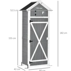 Rootz Haveskur - Haveopbevaringsskur - Haveskab - Træredskabsskur - Haveopbevaringsskab - Grå - 78 x 52,5 x 182 cm