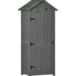 Rootz Haveskur - Haveopbevaringsskur - Haveskab - Haveredskabsskur - Grå/grøn - 77 x 54,2 x 179 cm