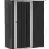 Rootz Haveskur - Haveskur - Haveskur i metal - Redskabsskur - Med skrånende tag - Låsbar dør - Grå - 142 x 84 x 189 cm