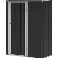Rootz Haveskur - Haveskur - Haveskur i metal - Redskabsskur - Med skrånende tag - Låsbar dør - Grå - 142 x 84 x 189 cm