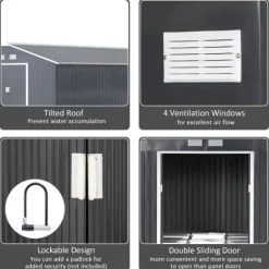Rootz Haveskur - Opbevaringshaveskur - Skur - Grå - 12,5 X 11,1 fod