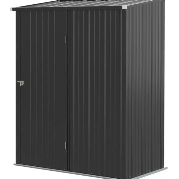 Rootz Haveskur - Værktøjsskur - Udendørs opbevaring - Vejrbestandig - Låsbar dør - Rummeligt interiør - 161,5 cm x 94,5 cm x 196 cm - Galvaniseret stå | CDON