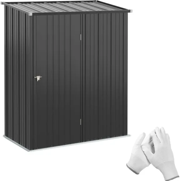Rootz Haveskur - Værktøjsskur - Udendørs opbevaring - Vejrbestandig - Låsbar dør - Rummeligt interiør - 161,5 cm x 94,5 cm x 196 cm - Galvaniseret stå | CDON