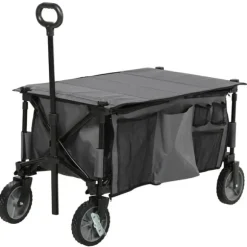 Rootz Havevogn - Cargo Traile On Wheels - Sammenklappelig vogn - 5 sidelommer - Justerbart håndtag - Op til 120 Kg - Stål - Mørkegrå - 100 x 55 x 93 c | CDON