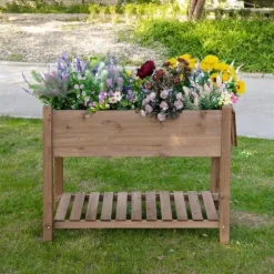 Rootz højbed i træ - Haveplantestativ - Blomsterkasse - Urtepotte - Blomsterbed - Urtebed - 123 x 54 x 74 cm