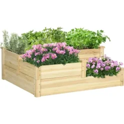Rootz Højseng med 3 Plantekasser - 3 Etagers Design - Mere åben bund - Naturlig - 108 cm x 88 cm x 36 cm