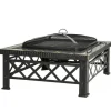Rootz 3-i-1 Bålplads - Bålplads med gnistbeskyttelse - Grillrist - Isspand - Have - BBQ - Sort 76 x 76 x 47 cm