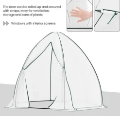 Rootz konisk drivhus - Havedrivhus - Plantehus - Vejrbestandig, holdbar struktur, Optimal ventilation - 240cm x 200cm x 240cm / 160cm x 180cm x 160cm | CDON