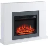 Rootz LED elektrisk pejs - Fritstående pejs - Med flammeeffekt - 1800/2000W Indvendig varme - Med træramme - Dekorativ pejs - MDF - Hvid - 113 x 26,6 | CDON