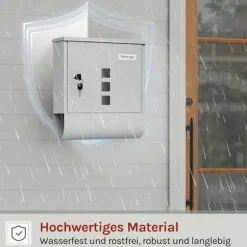 Rootz Mailbox - Letterbox - Postbox - Holder Mail Dry & Secure - Galvaniseret stål - 30,6 x 33,5 x 10 cm grå