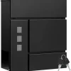 Rootz Mailbox med avisrum - Letterbox - Wall Mount Post Box - Vandtæt - 37x37x10,5 cm sort