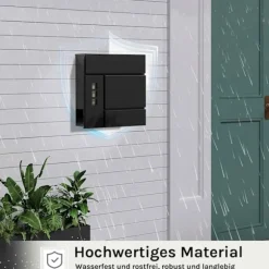 Rootz Mailbox med avisrum - Letterbox - Wall Mount Post Box - Vandtæt - 37x37x10,5 cm sort