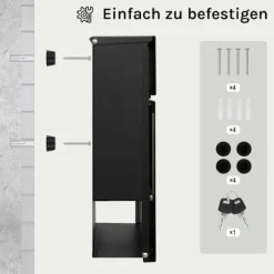 Rootz Mailbox med avisrum - Letterbox - Wall Mount Post Box - Vandtæt - 37x37x10,5 cm sort