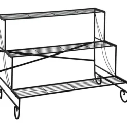 Rootz metal blomsterstativ - plantestativ - 3 etagers blomsterstativ - sort - 95 x 63 x 72 cm