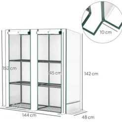 Rootz Mini -Greenhouse - Plant Shelter - Bærbart drivhus - UV -resistent - 144 x 48 x 152 cm - Perfekt til små haver