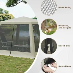Rootz Outdoor Pavillion - Gazebo - Havely - UV-beskyttelse - Insektfrit mesh - Robust metalramme - 300 cm x 250 cm x 300 cm