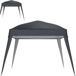 Rootz Pavilion Udskiftningstak - Haveteltafdækning - Tarpaulin baldakin - UPF50+ beskyttelse - 3x3m base, 2,4x2,4 m top - Grå Oxford stof