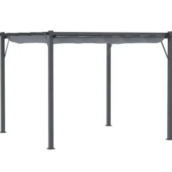 Rootz Pergola - Pergola Med Skydetag - Aluminium - Polyester - Have - Terrasse - Balkon - Koksgrå - Mørkegrå - 300 x 300 x 223 cm