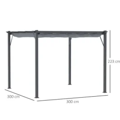 Rootz Pergola - Pergola Med Skydetag - Aluminium - Polyester - Have - Terrasse - Balkon - Koksgrå - Mørkegrå - 300 x 300 x 223 cm