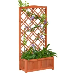 Rootz Plantekasse - Højbed - Blomsterstativ - Grantræ - Gul - 60 x 30 x 122,5 cm