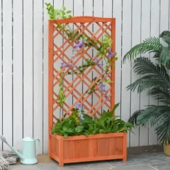 Rootz Plantekasse - Højbed - Blomsterstativ - Grantræ - Gul - 60 x 30 x 122,5 cm
