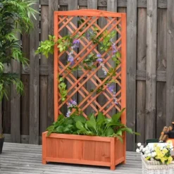 Rootz Plantekasse - Højbed - Blomsterstativ - Grantræ - Gul - 60 x 30 x 122,5 cm