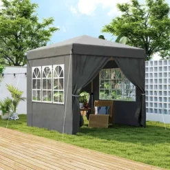 Rootz Pop Up Gazebo - Garden Tent - Outdoor Pavilion - UPF50+ UV -beskyttelse - mørkegrå - 250L x 250W x 268H cm