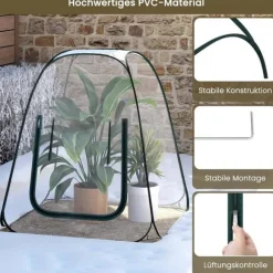 Rootz Pop -Up Greenhouse - Vinterbeskyttelsestelt - Mini Transparent Dubernation - Easy Setup - Understøtter plantevækst - 70x70x80 cm