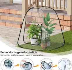 Rootz Pop -Up Greenhouse - Vinterbeskyttelsestelt - Mini Transparent Dubernation - Easy Setup - Understøtter plantevækst - 70x70x80 cm