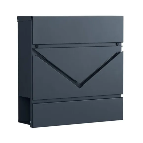 Rootz Postkasse - Postkasse med avisrum - Postkasse med aviskasse - Vægmonteret postkasse - antracit - 37 x 10,5 x 37 cm