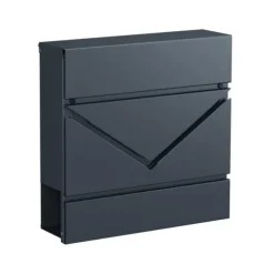 Rootz Postkasse - Postkasse med avisrum - Postkasse med aviskasse - Vægmonteret postkasse - antracit - 37 x 10,5 x 37 cm