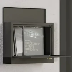 Rootz Postkasse - Postkasse - Moderne Design - Vejrbestandig - Galvaniseret stål - Låsbar - Sort - 36,5 X 11,5 X 29 Cm