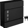 Rootz Postkasse - Vægbrevkasse - Vægmonteret - Låsbar - Avisrum - Sort - Metal - 37 x 10,5 x 37 cm