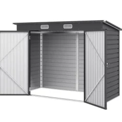 Rootz stålhaveskur - Værktøjsopbevaring - Udendørsskab - Galvaniseret stål - Sikker og organiser - Vejrbestandig - Nem montering - 249 cm x 121 cm x 1 | CDON