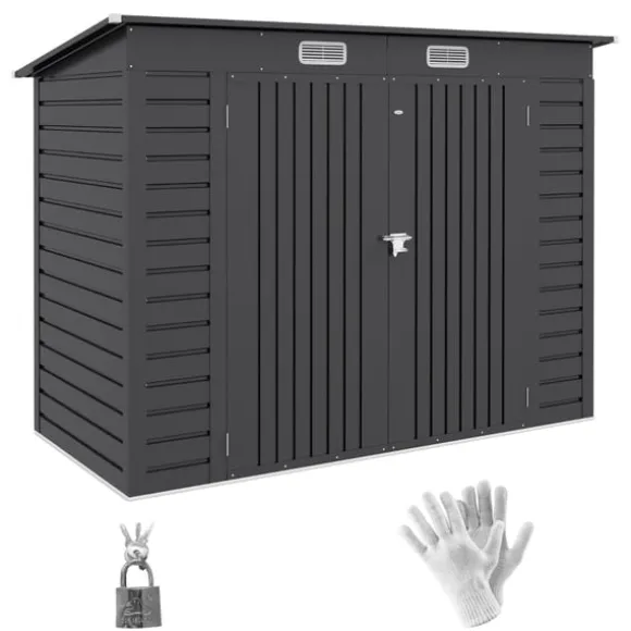 Rootz stålhaveskur - Værktøjsopbevaring - Udendørsskab - Galvaniseret stål - Sikker og organiser - Vejrbestandig - Nem montering - 249 cm x 121 cm x 1 | CDON