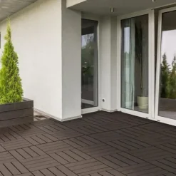 Rootz terrassefliser - Gulvfliser - Sæt med 9 gulvfliser - Klikmekanisme - Trækorn - PP Plast - Brun - 30 x 30 x 2 cm