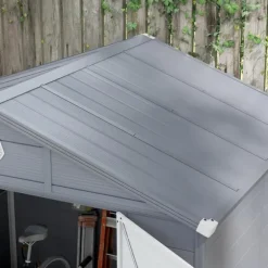 Rootz Tool Shed - Garden Shed - Ventileret opbevaring - Fugtbestandig - 240 cm x 190 cm x 180/228 cm - Grå