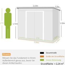 Rootz Tool Shed - Garden Shed - Opbevaringsskur - Holdbar og ventileret - 213 x 130 x 159 cm - Grøn