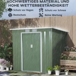 Rootz Tool Shed - Garden Shed - Opbevaringsskur - Holdbar og ventileret - 213 x 130 x 159 cm - Grøn