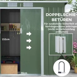 Rootz Tool Shed - Garden Shed - Opbevaringsskur - Holdbar og ventileret - 213 x 130 x 159 cm - Grøn