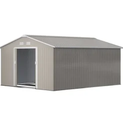 Rootz Tool Shed - Weatherboof Garden Shed - Udendørs opbevaring - Ventileret stålskur - 340 cm x 386 cm x 200 cm