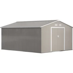 Rootz Tool Shed - Weatherboof Garden Shed - Udendørs opbevaring - Ventileret stålskur - 340 cm x 386 cm x 200 cm