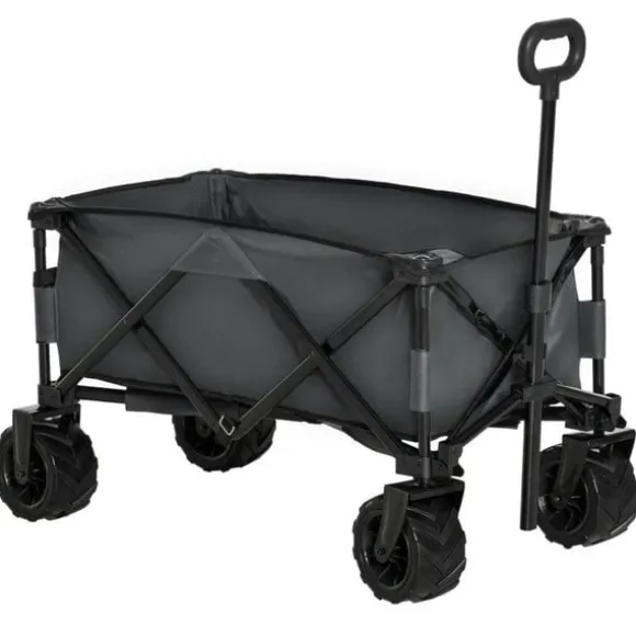 Rootz Transportvogn - Havevogn - Strandvogn - Teleskophåndtag - Justerbart håndtag - Metal - Oxford - Mørkegrå - 108 x 53 x 59-89 cm