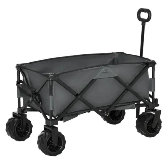 Rootz Transportvogn - Havevogn - Strandvogn - Teleskophåndtag - Justerbart håndtag - Metal - Oxford - Mørkegrå - 108 x 53 x 59-89 cm