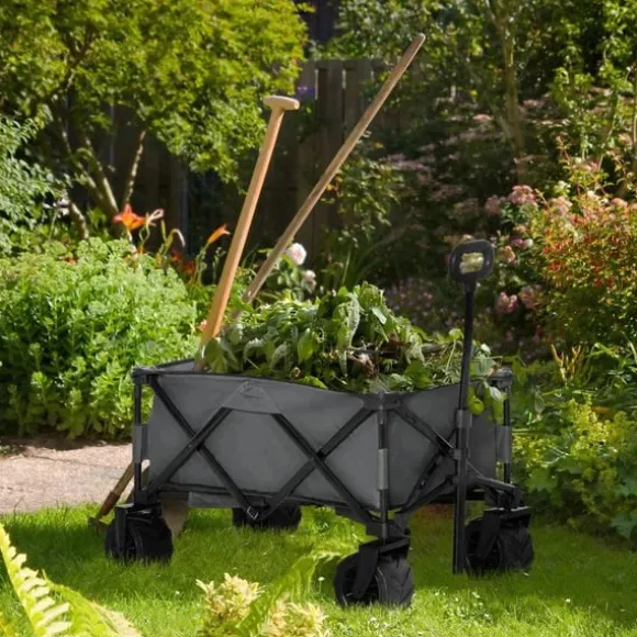 Rootz Transportvogn - Havevogn - Strandvogn - Teleskophåndtag - Justerbart håndtag - Metal - Oxford - Mørkegrå - 108 x 53 x 59-89 cm
