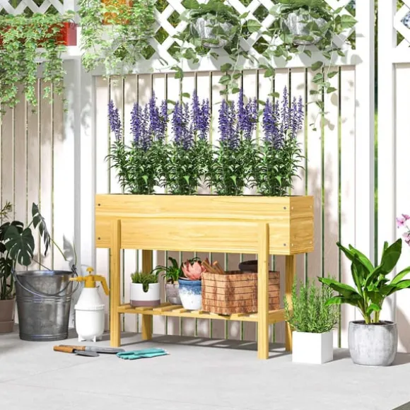 Rootz Træblomsterboks - hævet planter - Haveseng - Fleece -foring - Sund jord - 100 x 30 x 70,5 cm
