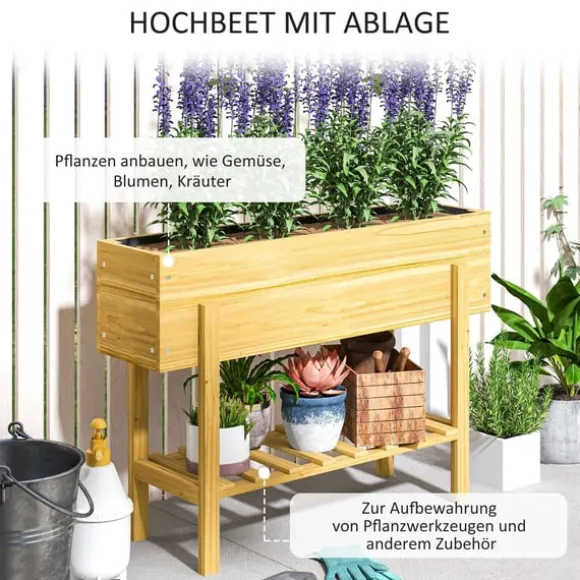 Rootz Træblomsterboks - hævet planter - Haveseng - Fleece -foring - Sund jord - 100 x 30 x 70,5 cm