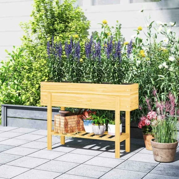 Rootz Træblomsterboks - hævet planter - Haveseng - Fleece -foring - Sund jord - 100 x 30 x 70,5 cm